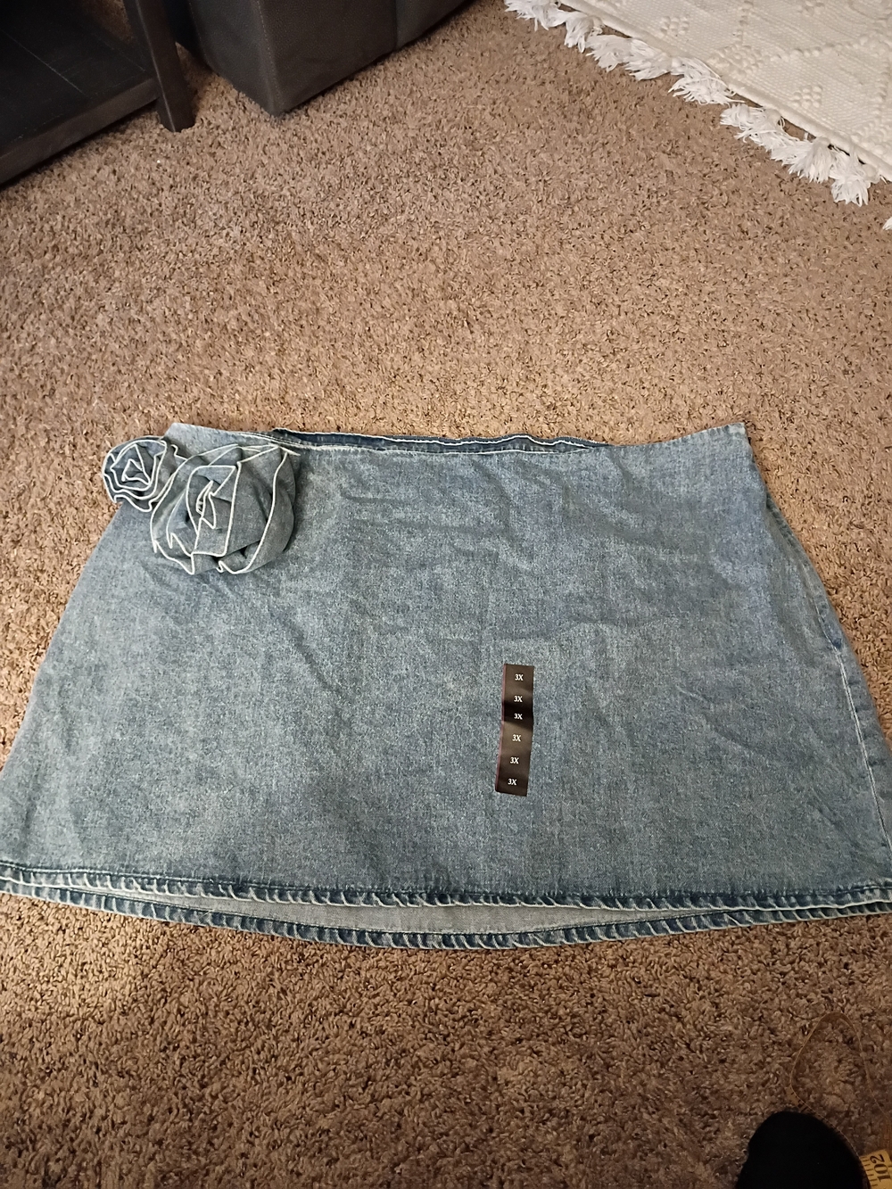 NWT Future Collective Denim Skirt with Rosette Detail - Blue